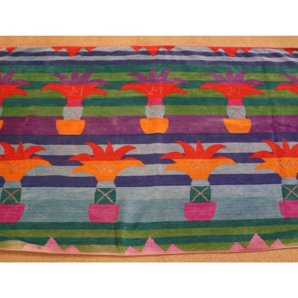 Royal Terry Beach Towel Large Vibrant Colors Plant Design Cotton 28x57